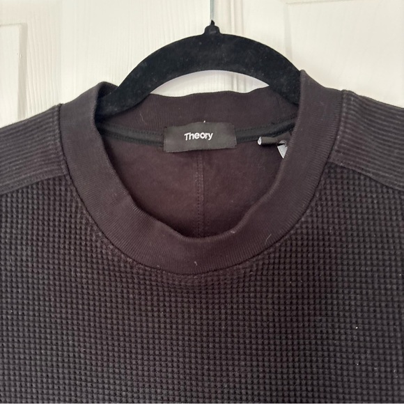 Men's Theory Black Waffle Knit Henley Long Sleeve Size Small - Picture 3 of 6